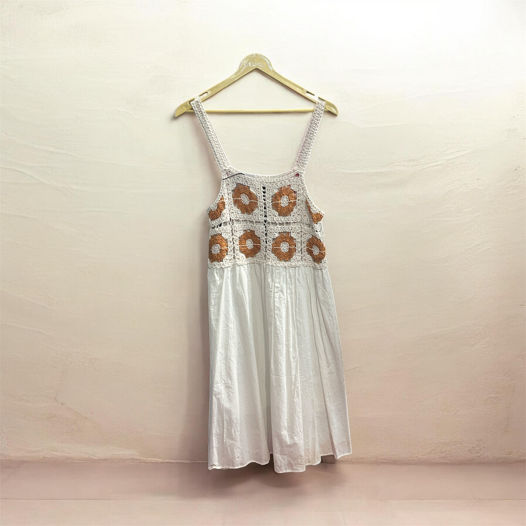Boho Crochet Sunflower Midi Dress
