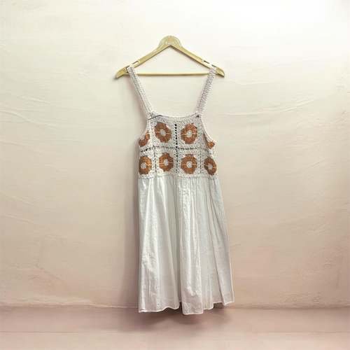 Boho Crochet Sunflower Midi Dress