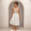 Boho Crochet Sunflower Midi Dress