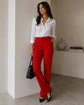 Red Formal Straight Pants