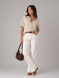Beige Utility Relaxed Fit Shirt Top
