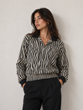 Midnight Zebra Print Smocked Top