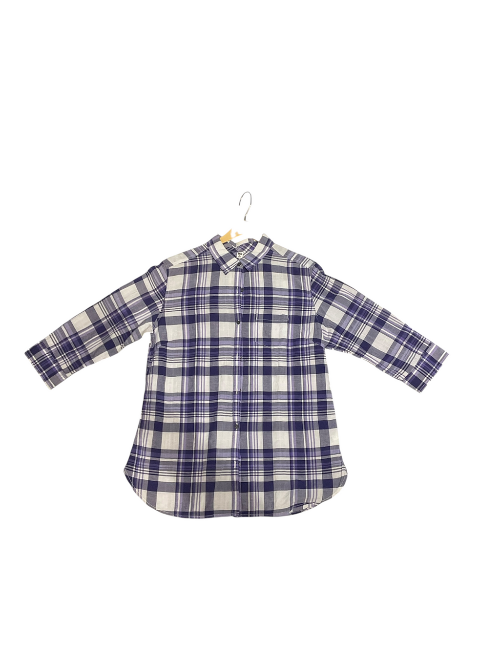 Lavender Checkered Oversized Shirt Dress