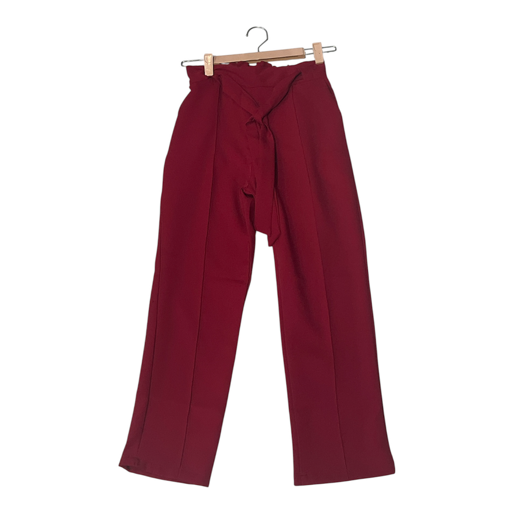 Wineberry Tie-Waist Straight Fit Pants