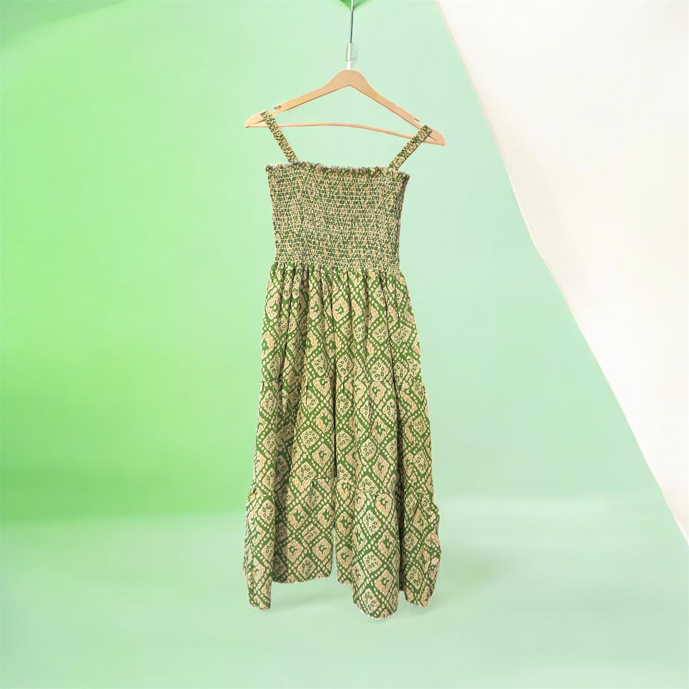 Boho-Chic Smocked Tiered Midi Dress