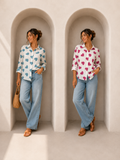 Twin Heart Printed Casual Shirt