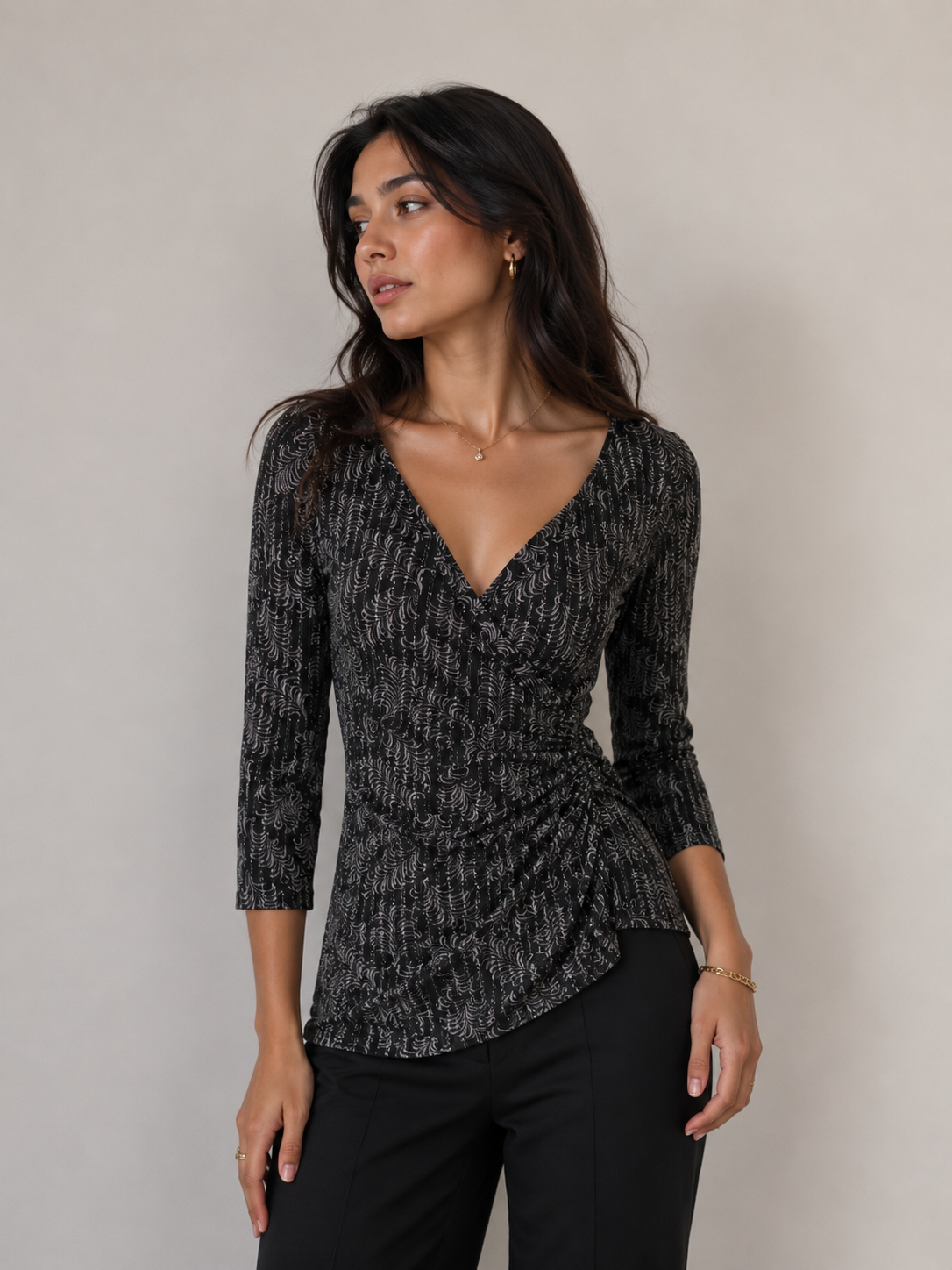 Midnight Elegance Wrap Fit Top