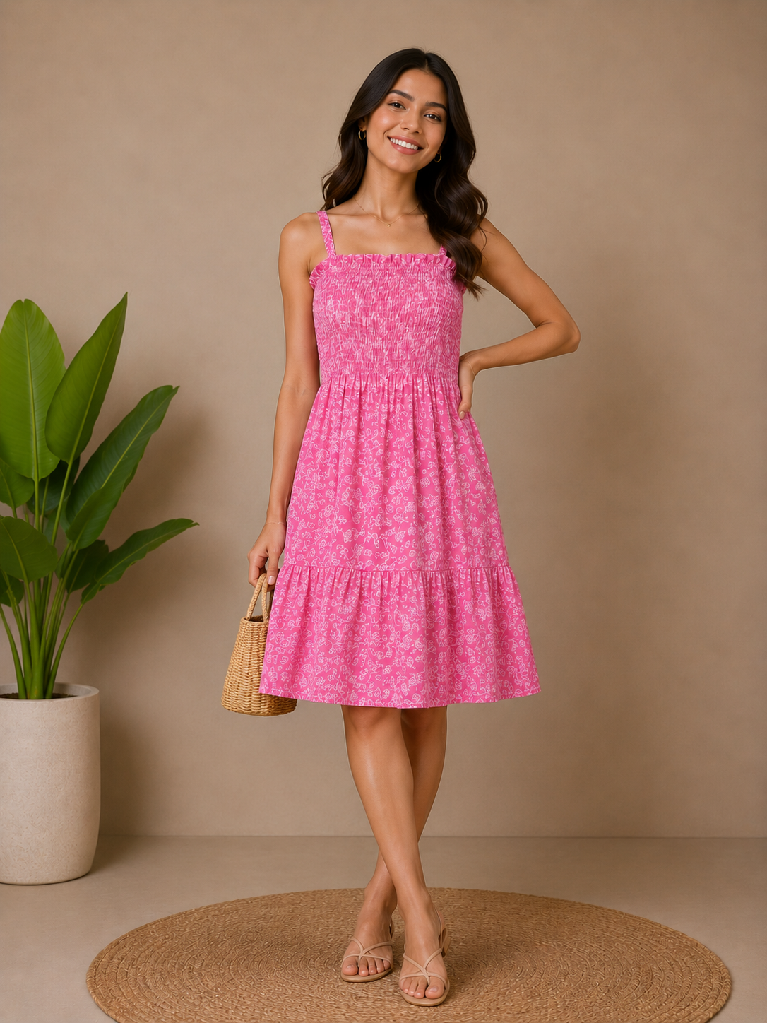 Blush Pink Smocked Summer Dress