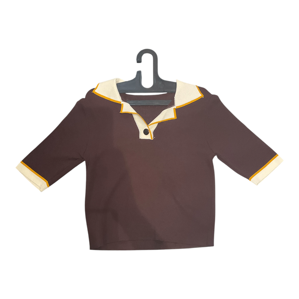 Vintage Contrast Collar Top