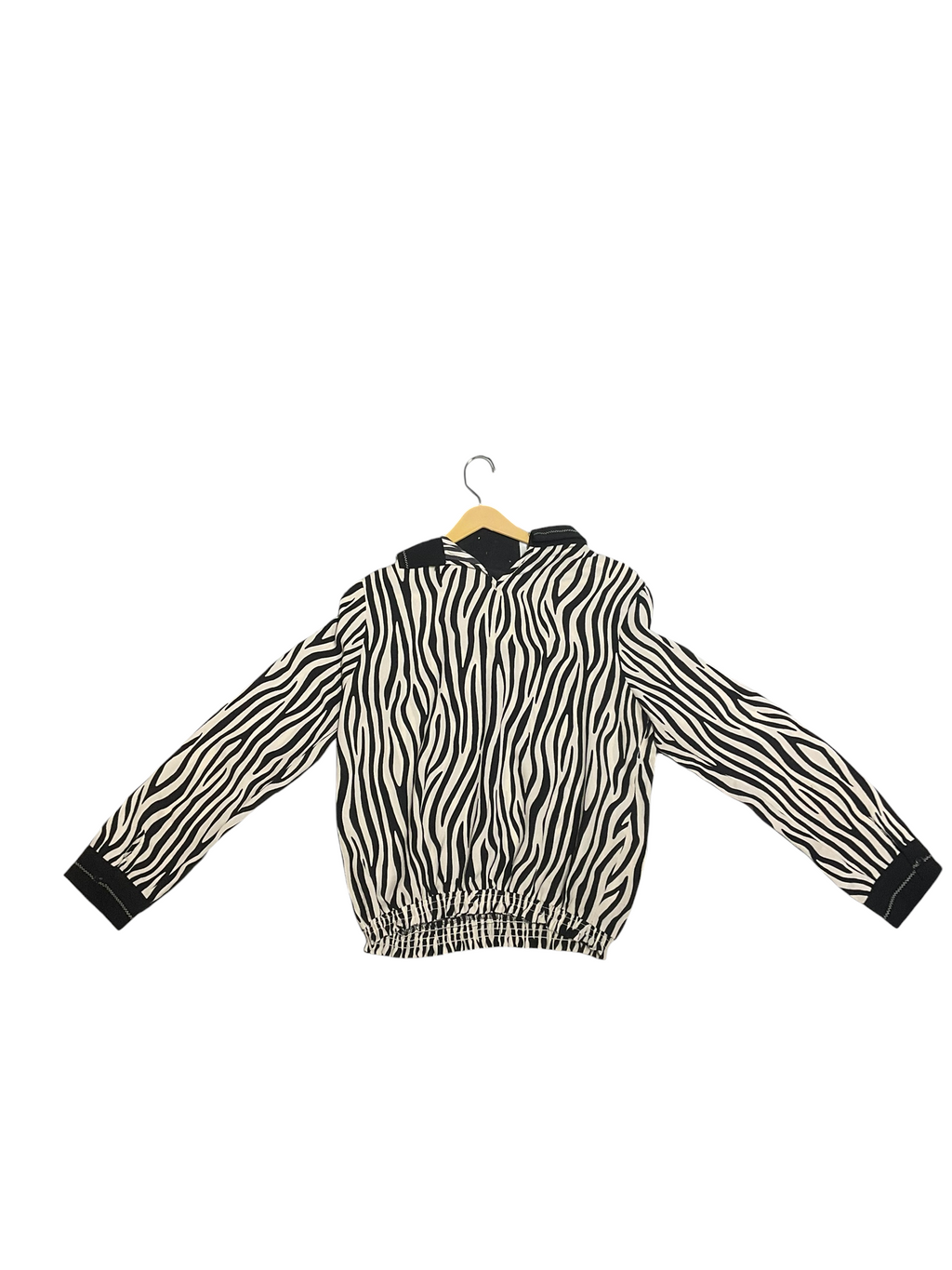 Midnight Zebra Print Smocked Top