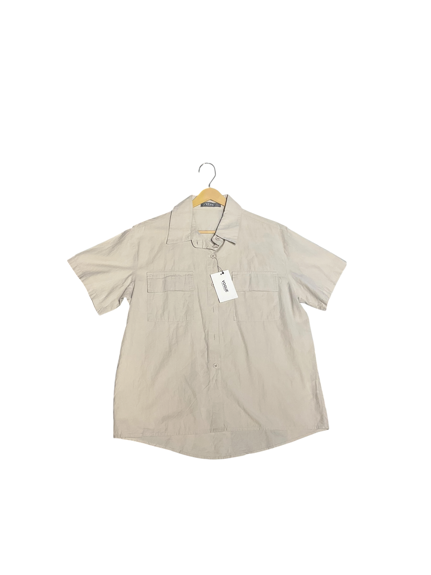Beige Utility Relaxed Fit Shirt Top