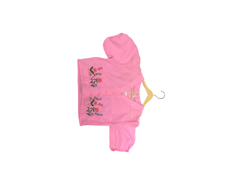 Blush Bloom Embroidered Puff Sleeve Top