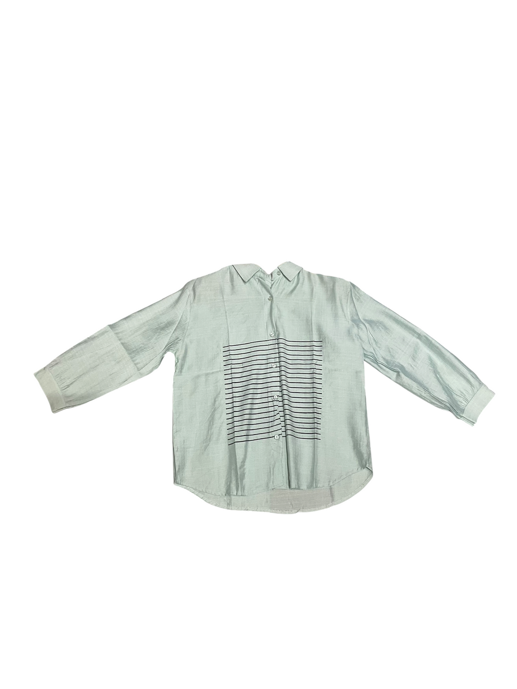 Elegant Mint Green Striped Casual Shirt for Women