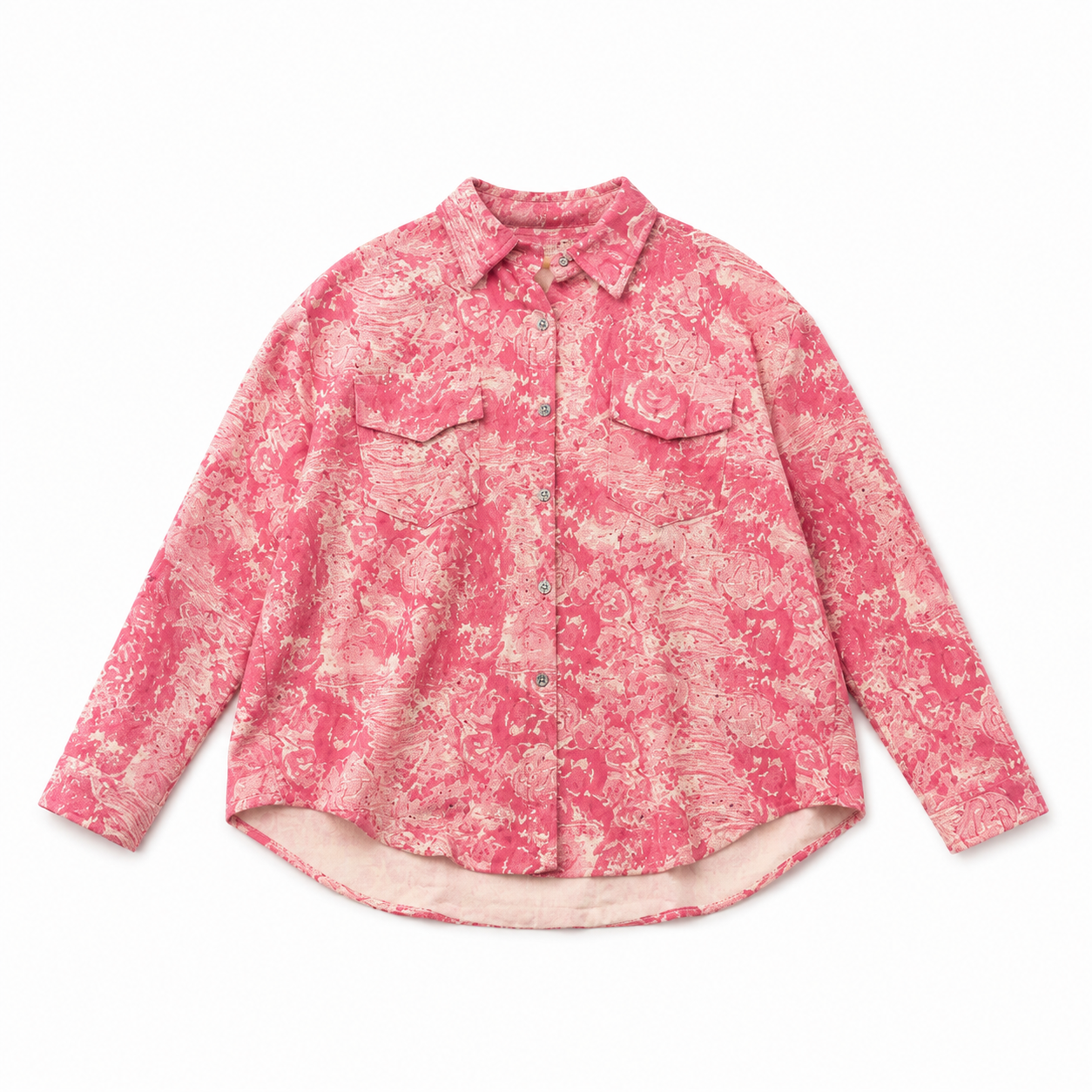 Pink Abstract Print Oversized Shirt for Women