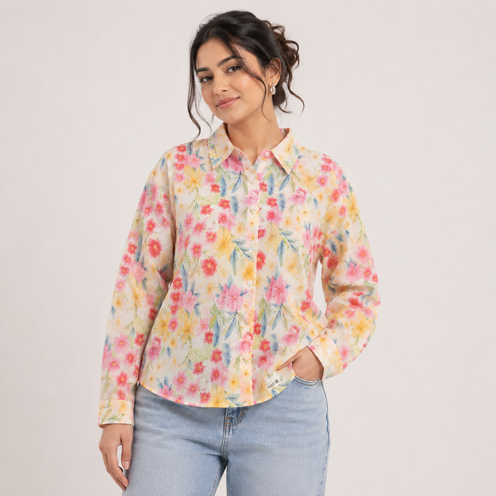 Blooming Garden Floral Print Shirt for Women