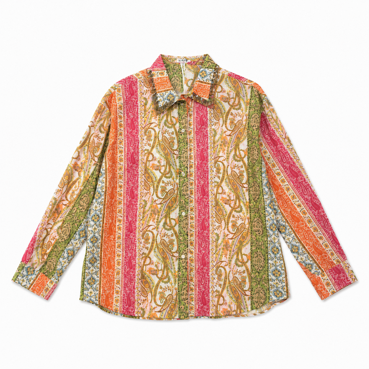 Vintage Paisley Stripe Shirt for Women