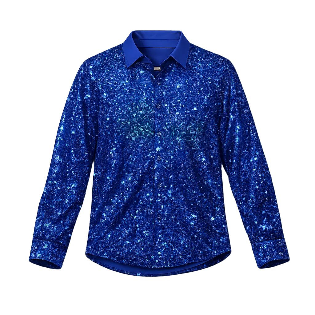 Royal Blue Sequin Party Shirt for Women | Sparkly Full Sleeve Glam Top