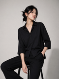 Midnight Elegance Relaxed Fit Black Shirt