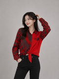 Bold Scarlet Striped Knot Shirt Top