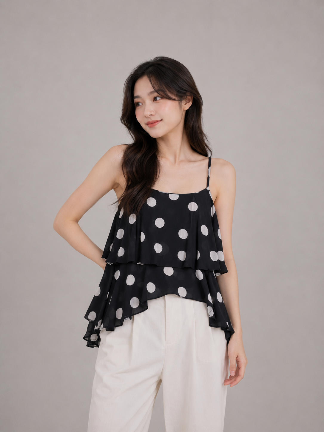 Midnight Polka Dot Layered Cami Top
