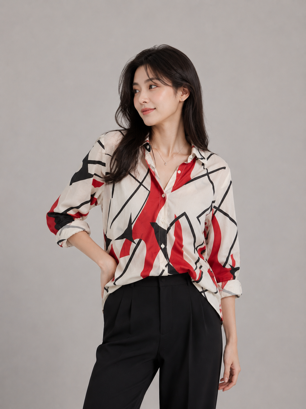 Abstract Art Print Oversized Shirt