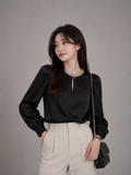 Midnight Elegance Satin Embellished Top