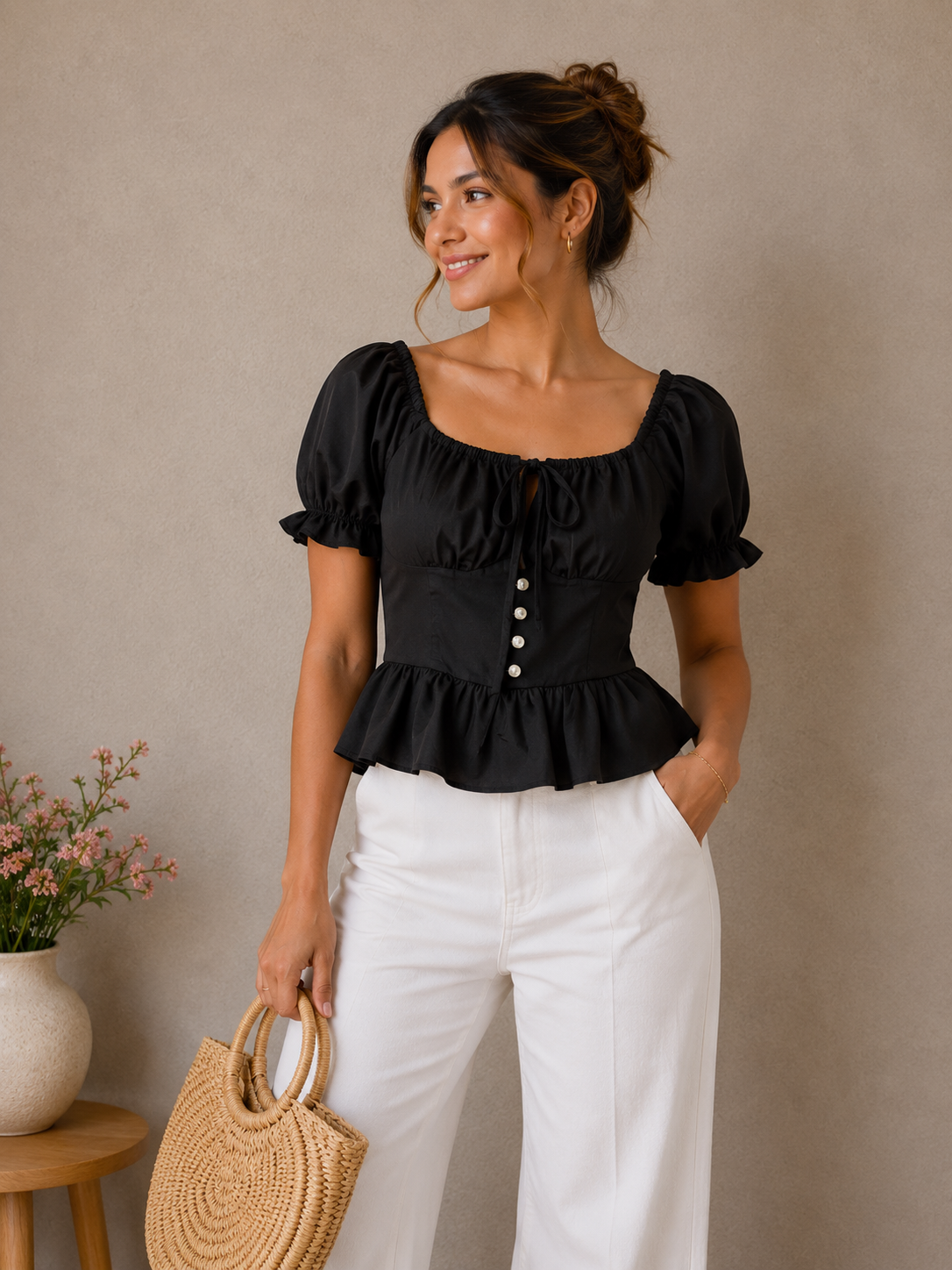 Midnight Charm Peplum Top