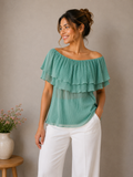 Sea Breeze Layered Off-Shoulder Top