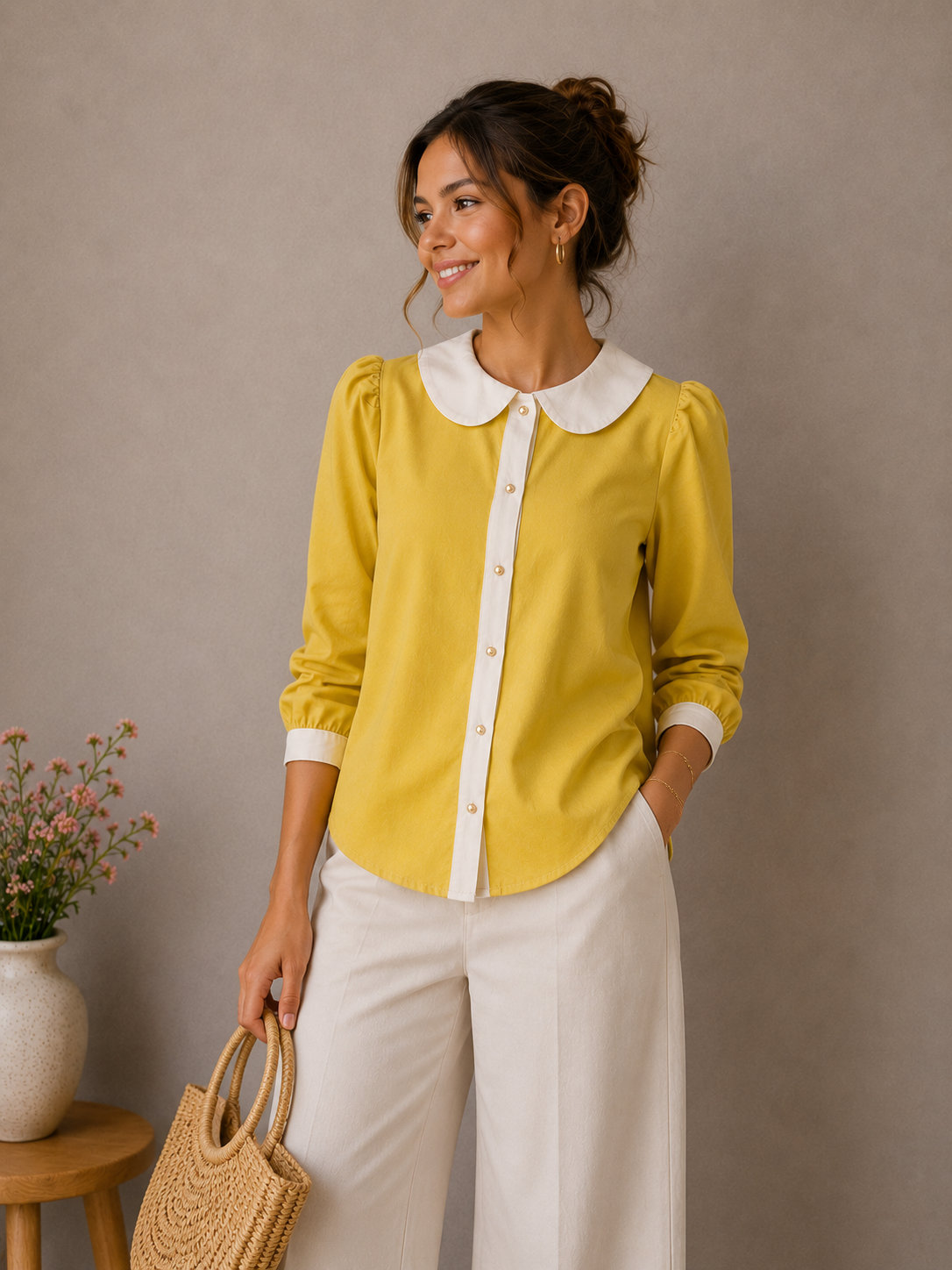 Sunshine Charm Peter Pan Collar Blouse