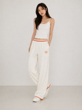 Women’s White Relaxed Fit Lounge Pants with Contrast Trim | Casual Chic Style