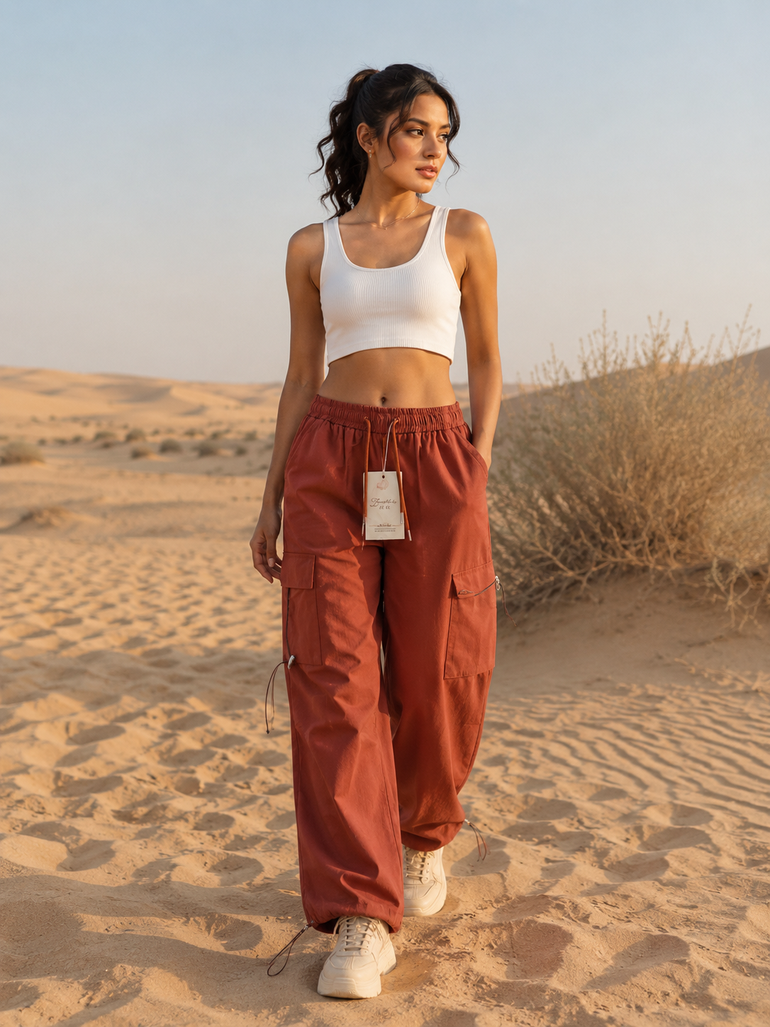 Desert Chic: Wide-Leg Cargo Adventure