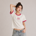White & Pink Aesthetic Cropped T-Shirt