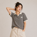 Striped Oversized Polo T-Shirt for Women