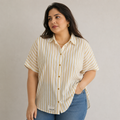 Mustard Stripe Oversized Casual Shirt