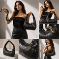 Midnight Glam Sequin Hobo Shoulder Bag