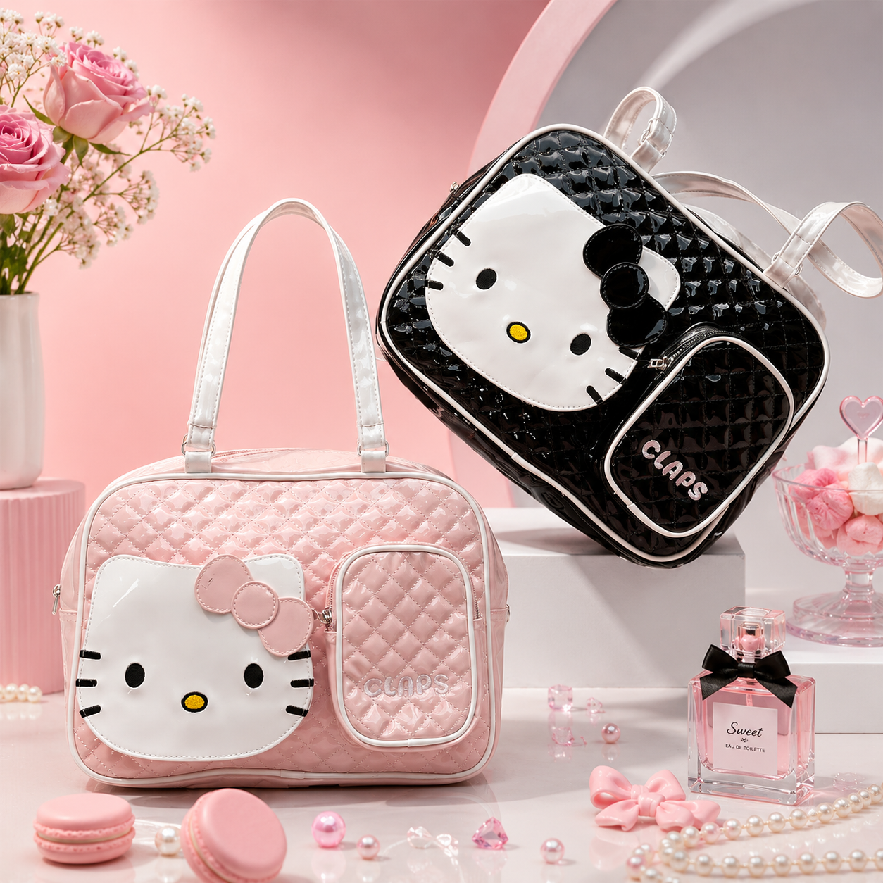 Hello Kitty Quilted Handbag & Backpack Collection