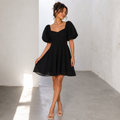 Midnight Muse Puff Sleeve One-Piece Dress