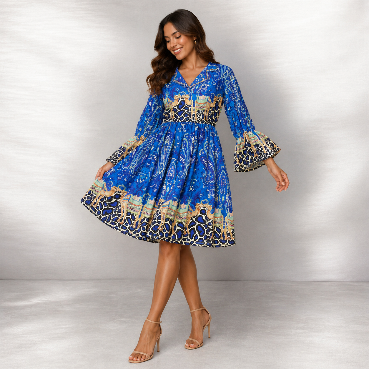 Royal Mirage Printed Flare Dress (IMPORTED)