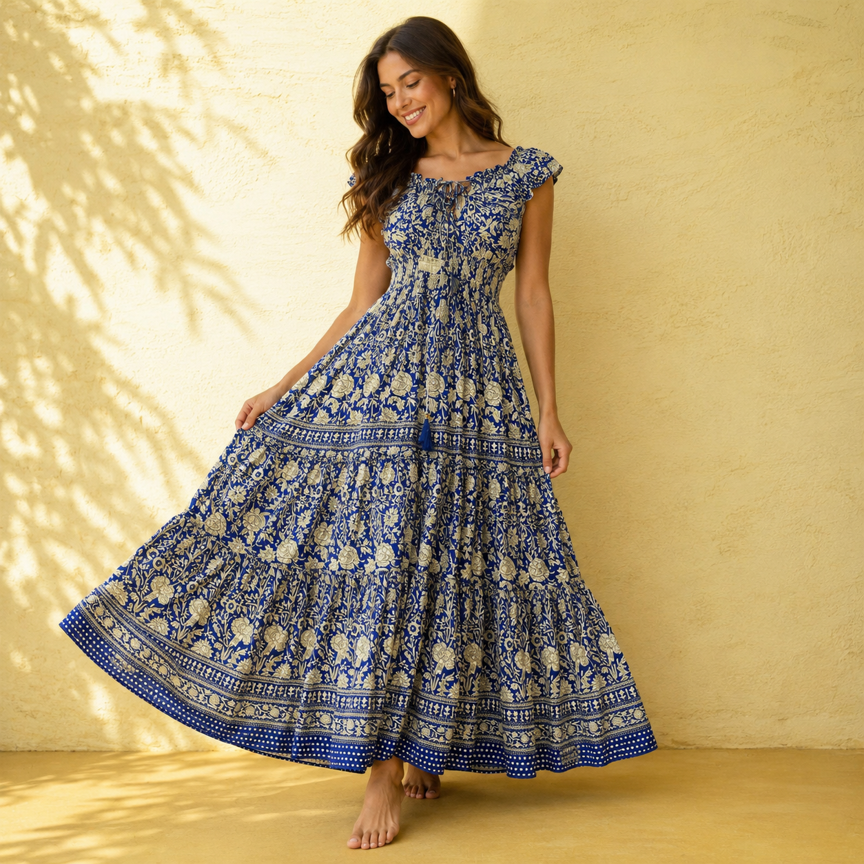 Azure Bloom Bohemian Dress