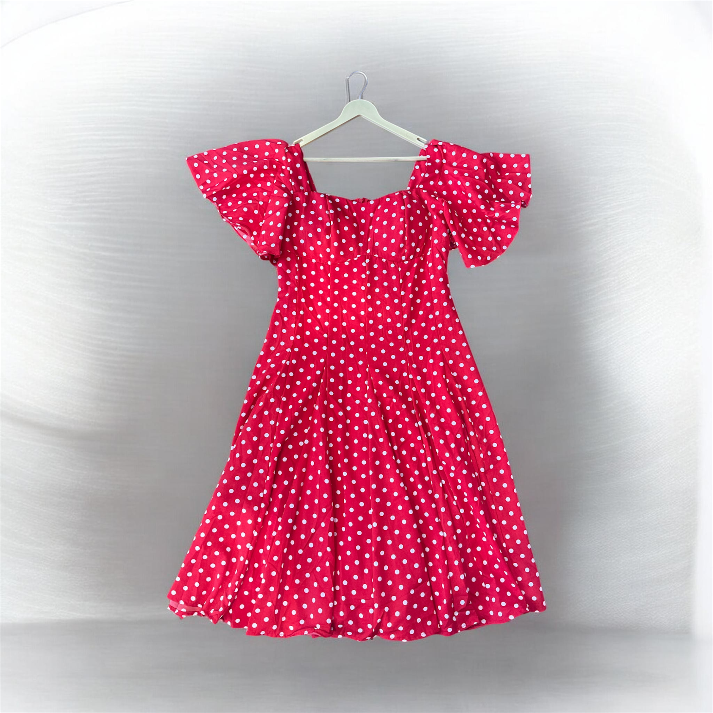 Cherry Charm Polka Dot Flare Dress (IMPORTED)
