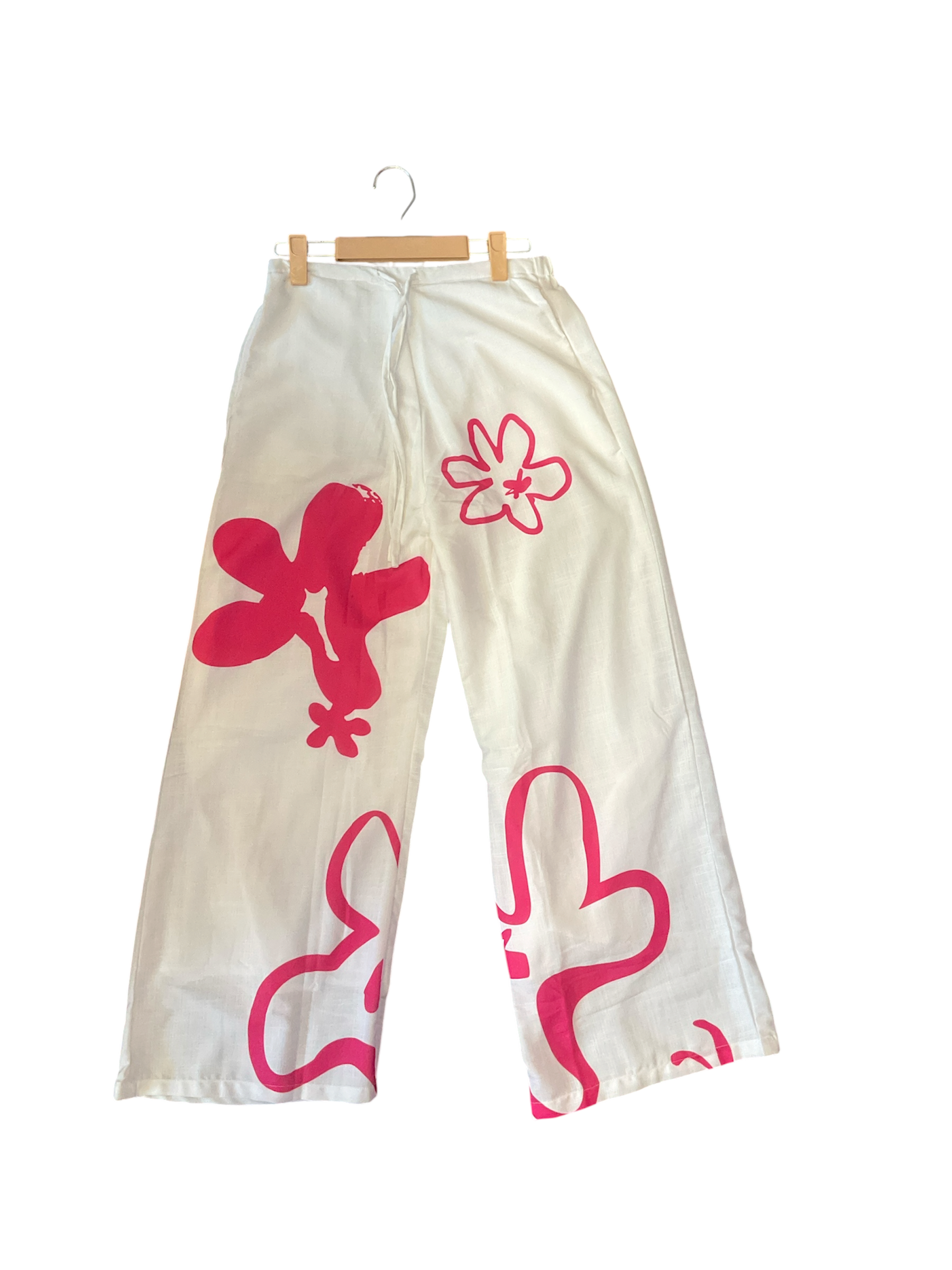 Floral Doodle Wide-Leg Pants