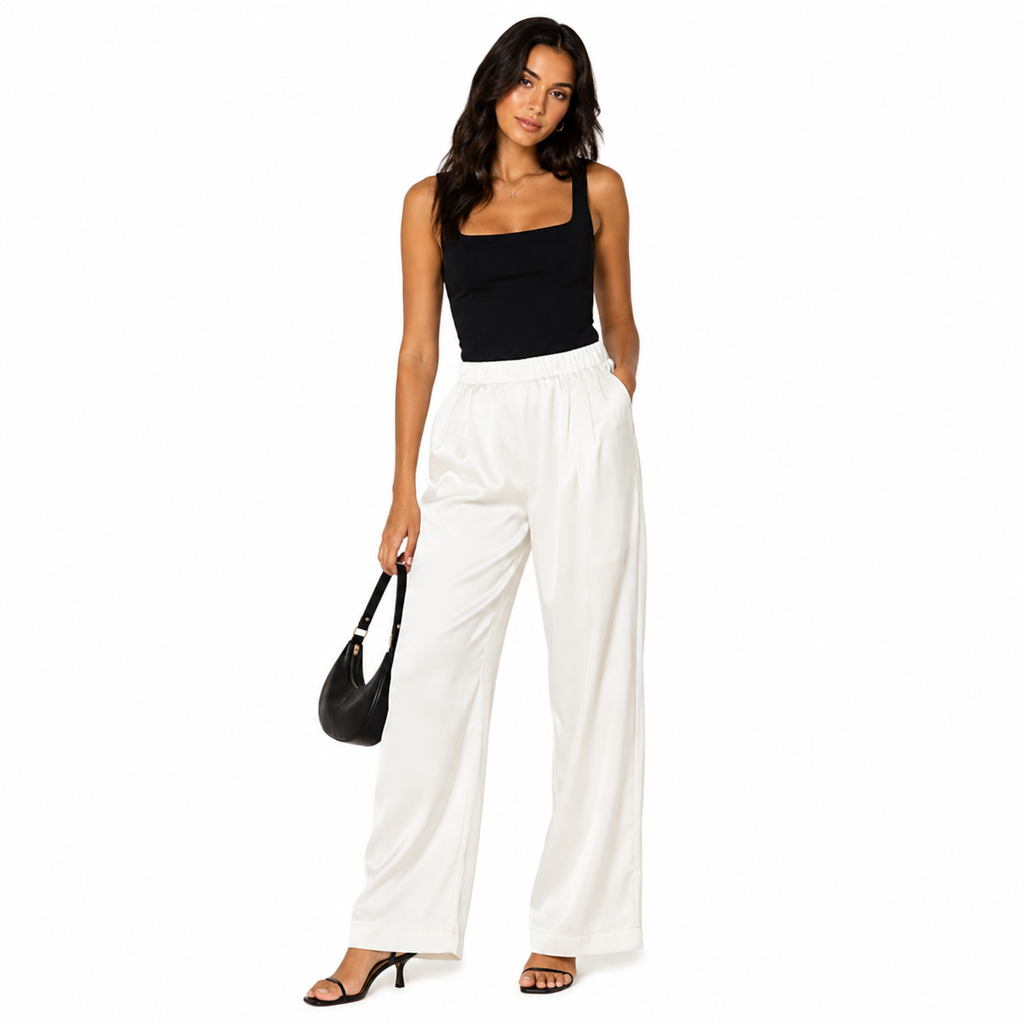 Ivory Breeze Wide-Leg Palazzo Pants