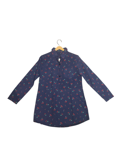Cherry Bliss Printed Longline Shirt