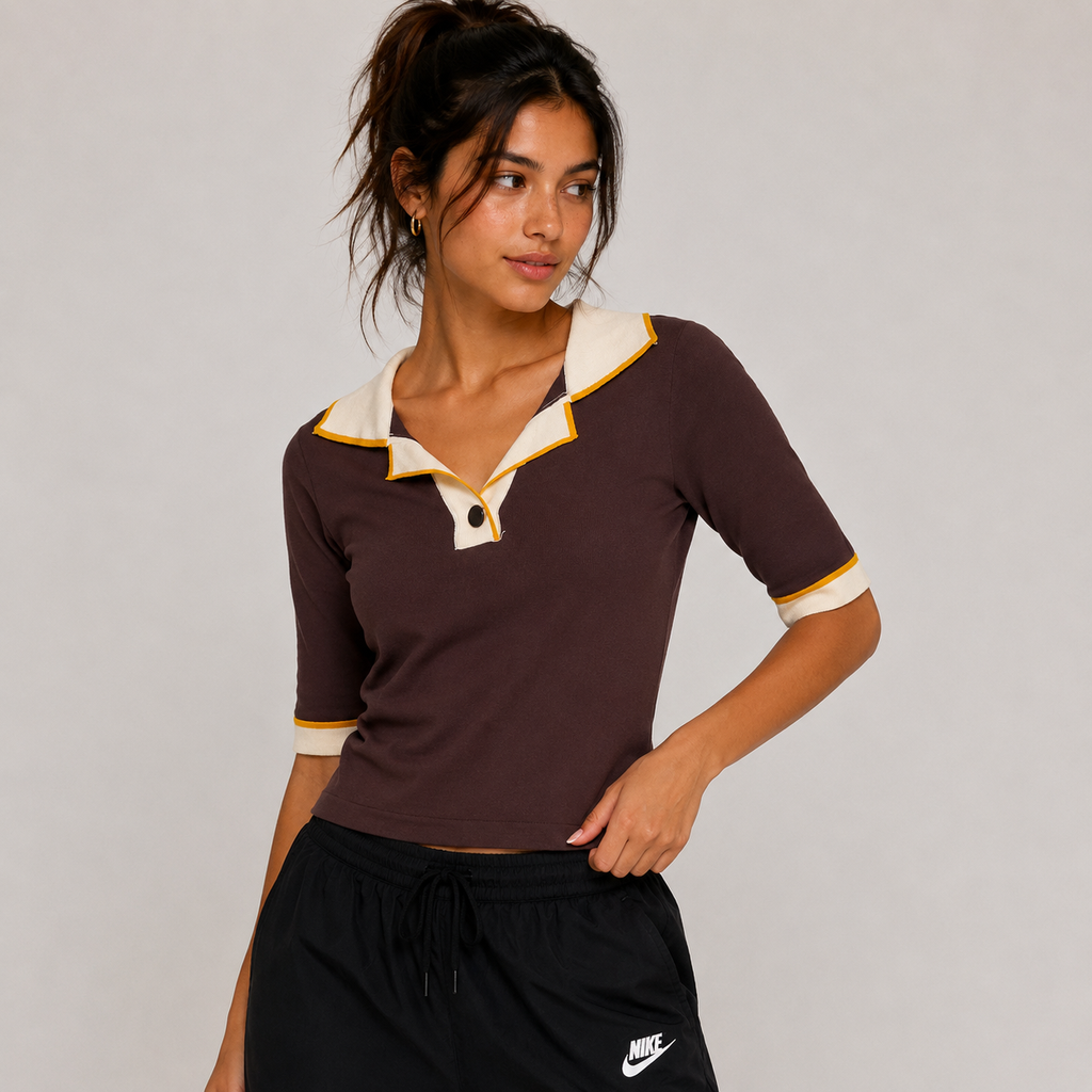Vintage Contrast Collar Top