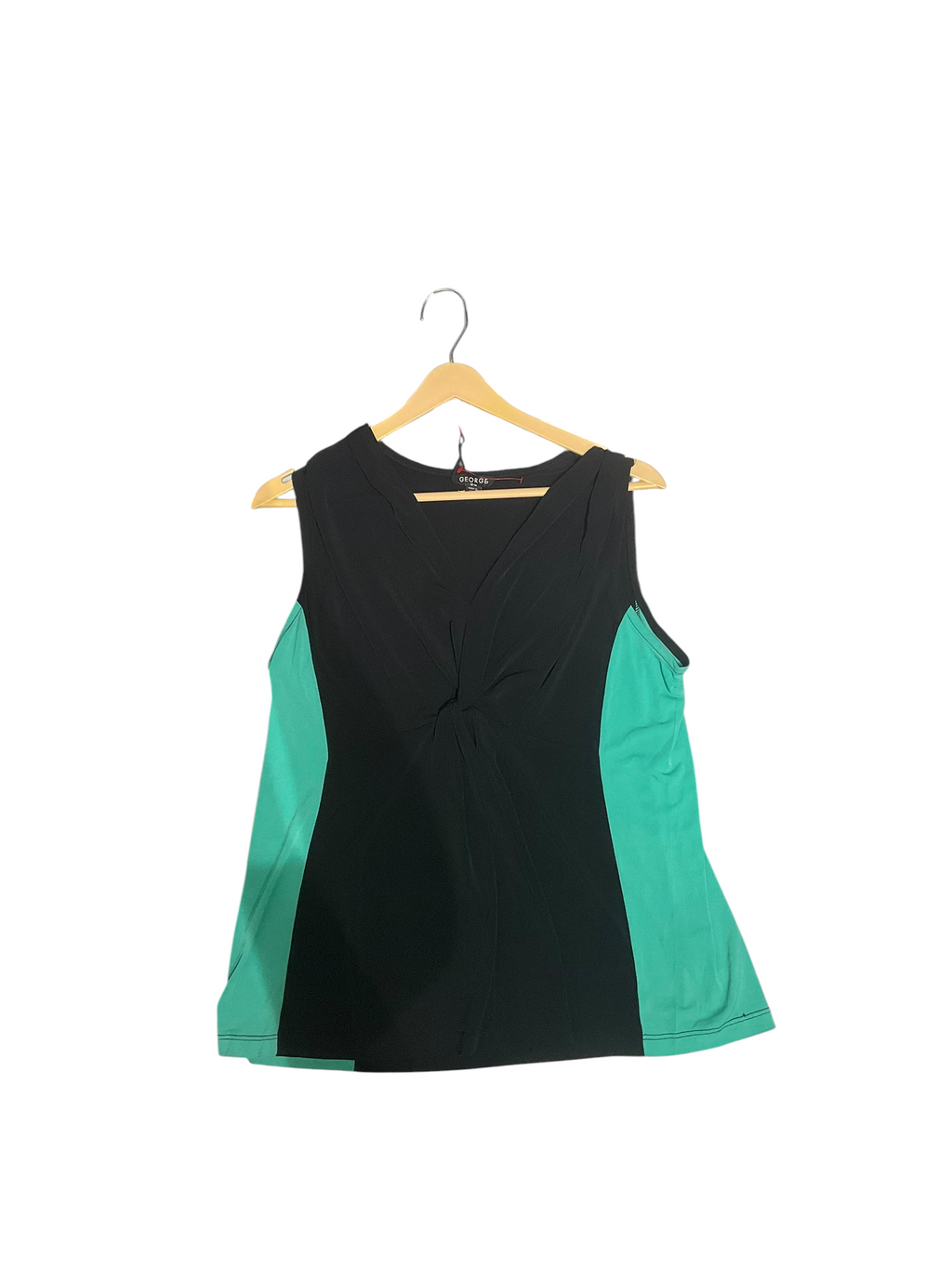 Elegant Sleeveless Twist Front Top for Women – Black & Teal