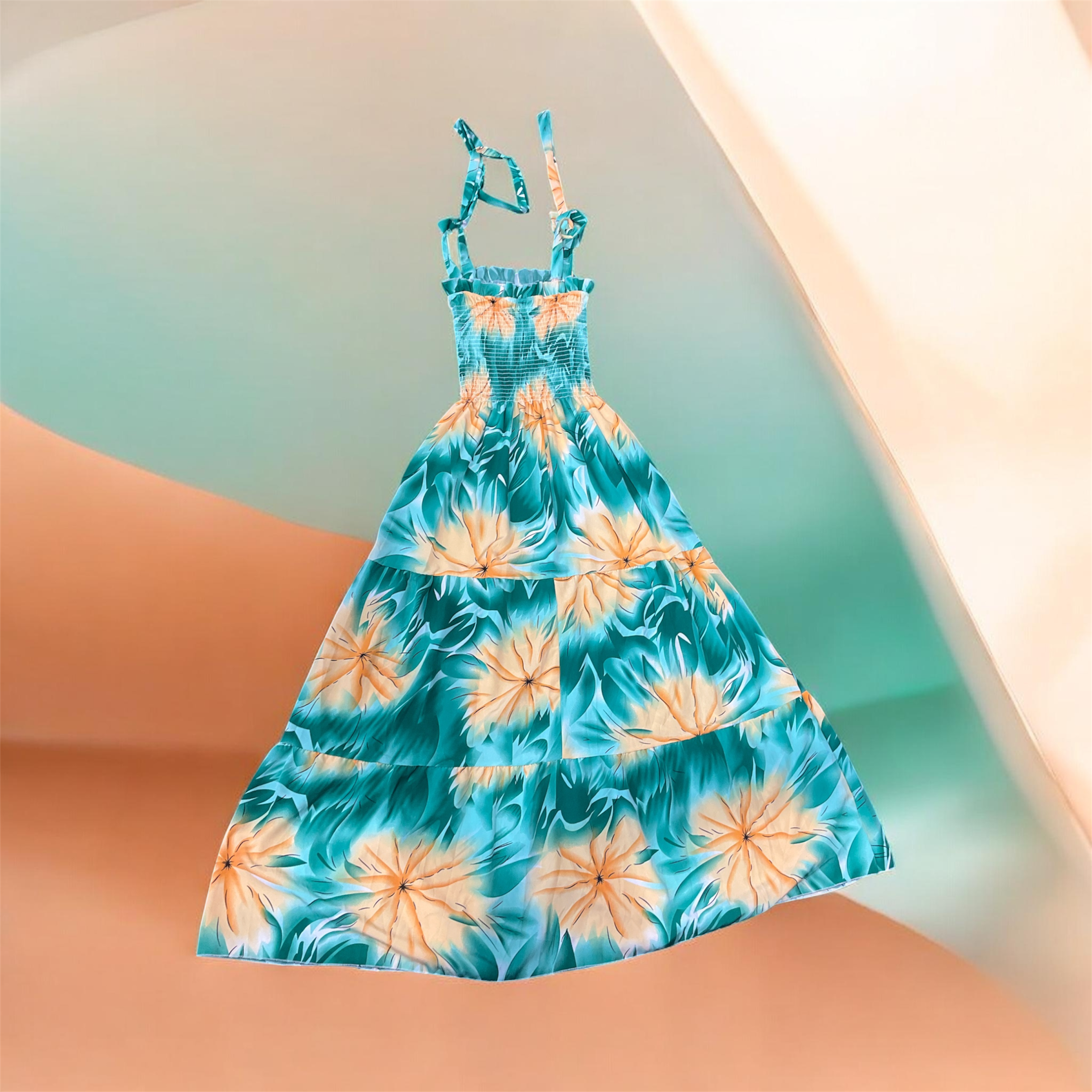 Tropical Bloom Smocked Dress (IMPORTED)
