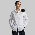 The Dual Rosette Tailored White Shirt