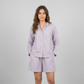 Textured Lavender Button-Down and Shorts Co-Ord Set