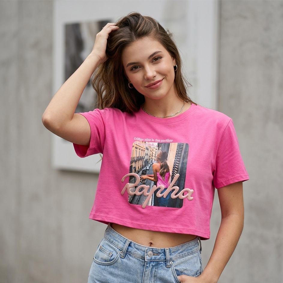 Barbiecore Graphic Crop Tee