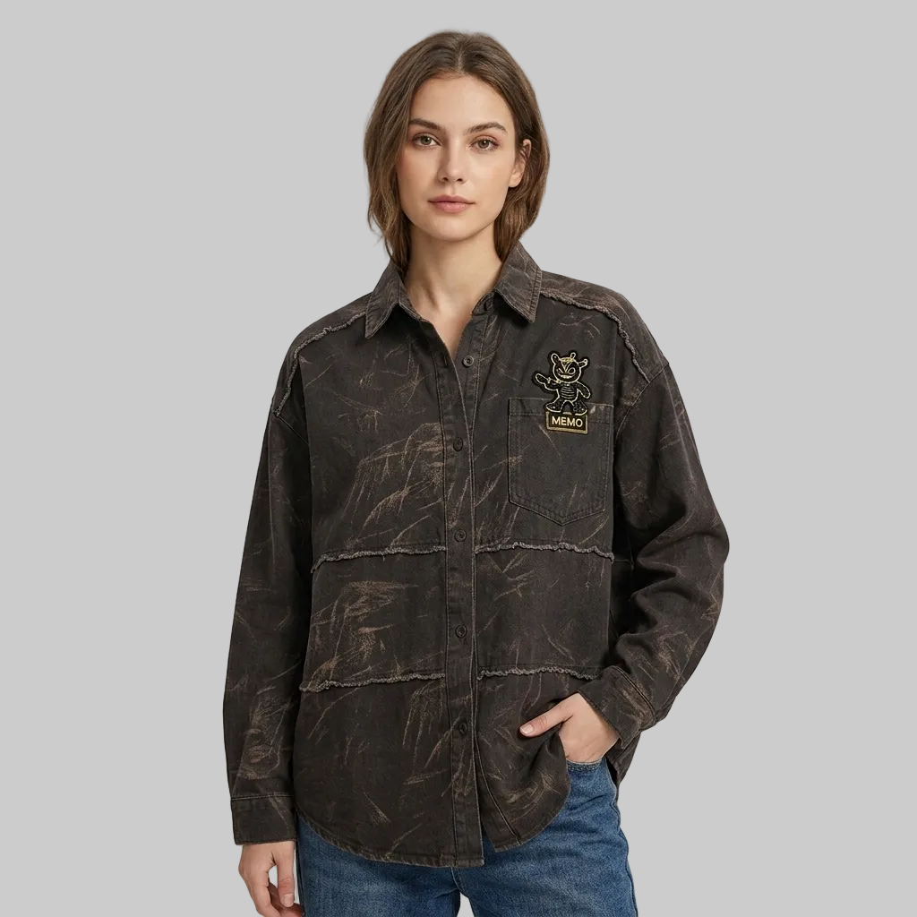 The Matrix-Inspired Distressed Oversized Shirt by "MEMO"